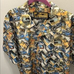 Margaritaville Jimmy Buffett’s NWT Vintage Men's Tropical Postcard Print Shirt